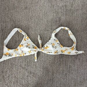 Hollister White Bikini Top with Yellow Floral Accents